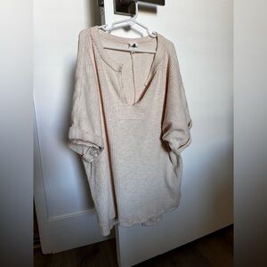 Beige Ribbed Knit Top